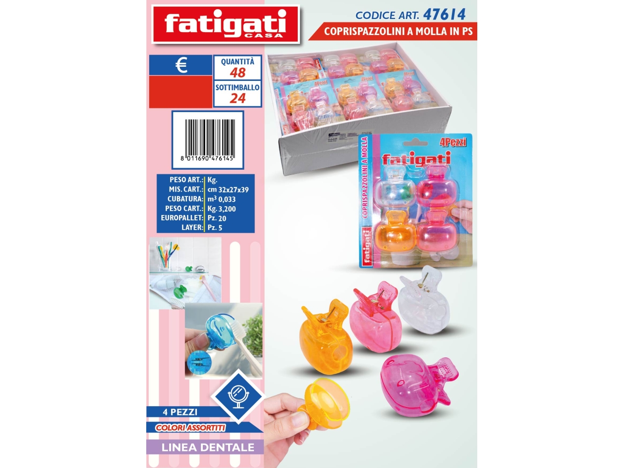 COPRISPAZZOLINI 4PZ A MOLLA IN PLASTICA 47614