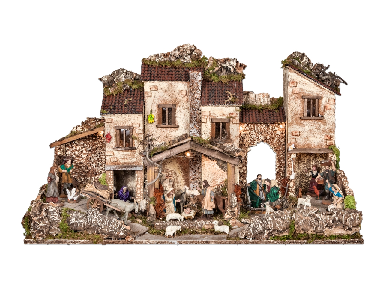 PRESEPE CON LUCI E FUOCO 80X40XH.50CM PR73 PRESEPE CON LUCI E FUOCO 80X40XH.50CM PR73