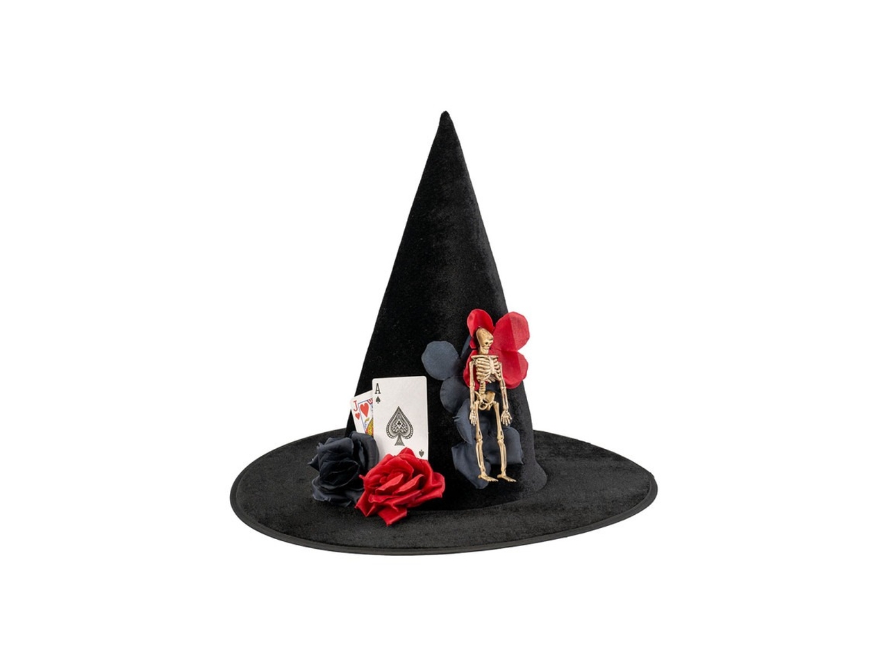 CAPPELLO STREGA VELLUTO C/SCHELETRO H.37CM 19311 CAPPELLO STREGA VELLUTO C/SCHELETRO H.37CM 19311