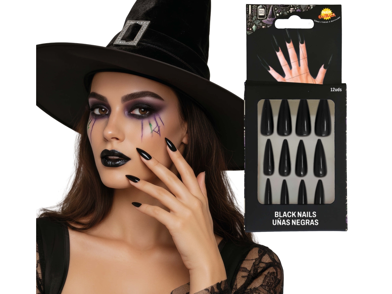 UNGHIE MAXI NERE CON ADESIVI 15090 UNGHIE MAXI NERE CON ADESIVI 15090