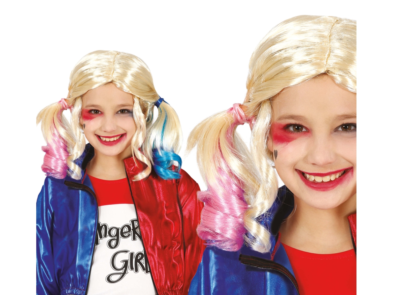 PARRUCCA C/CODINI COLORATI PER BAMBINA 48010