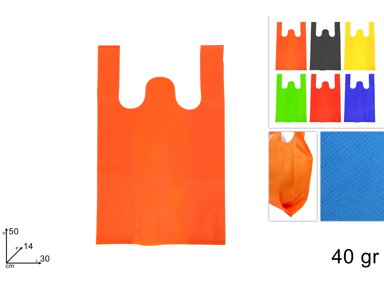 BUSTA SPESA IN TNT 50X30X14CM 40GR ASS.DEV18016101