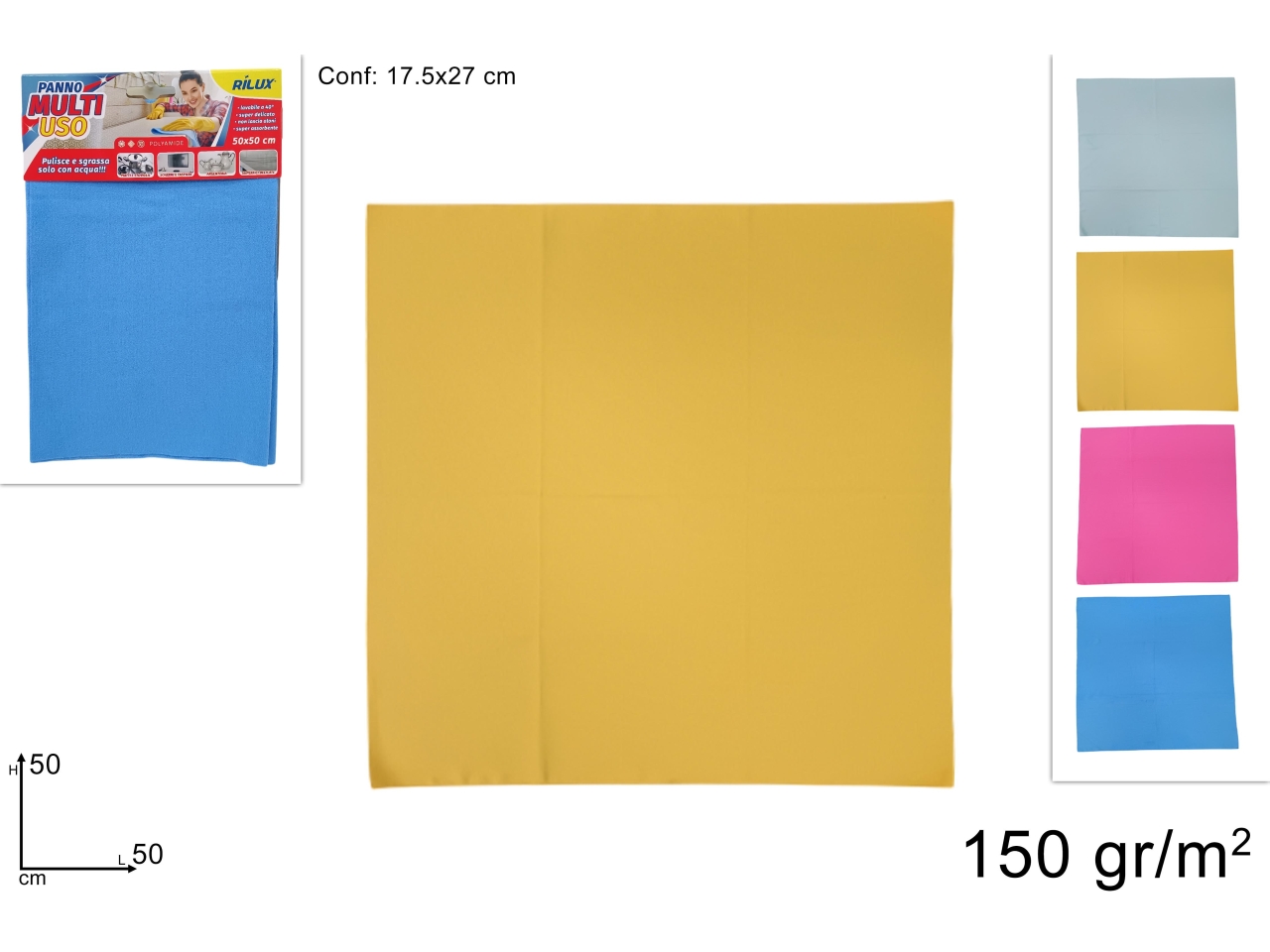 PANNO IN MICROFIBRA 150GR/M2 50X50 ASS.DEV25009981
