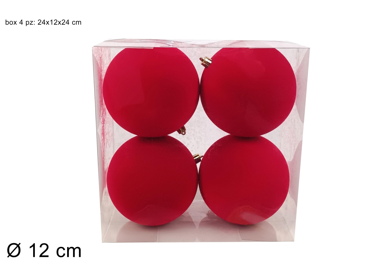 PALLA 12CM 4PZ FLOCCATA ROSSA XNA24065241
