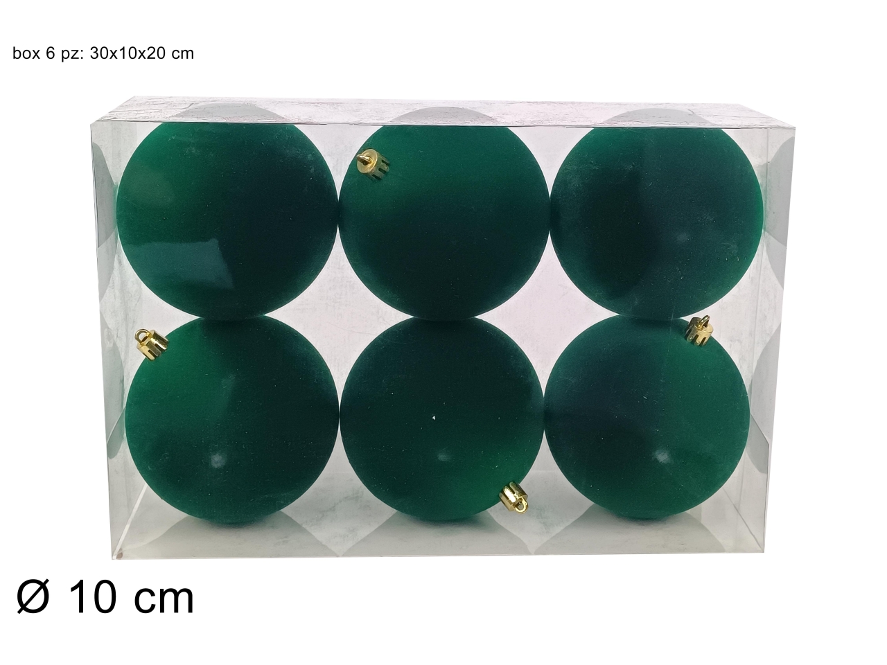 PALLA 10CM 6PZ FLOCCATA VERDE XNA24065421