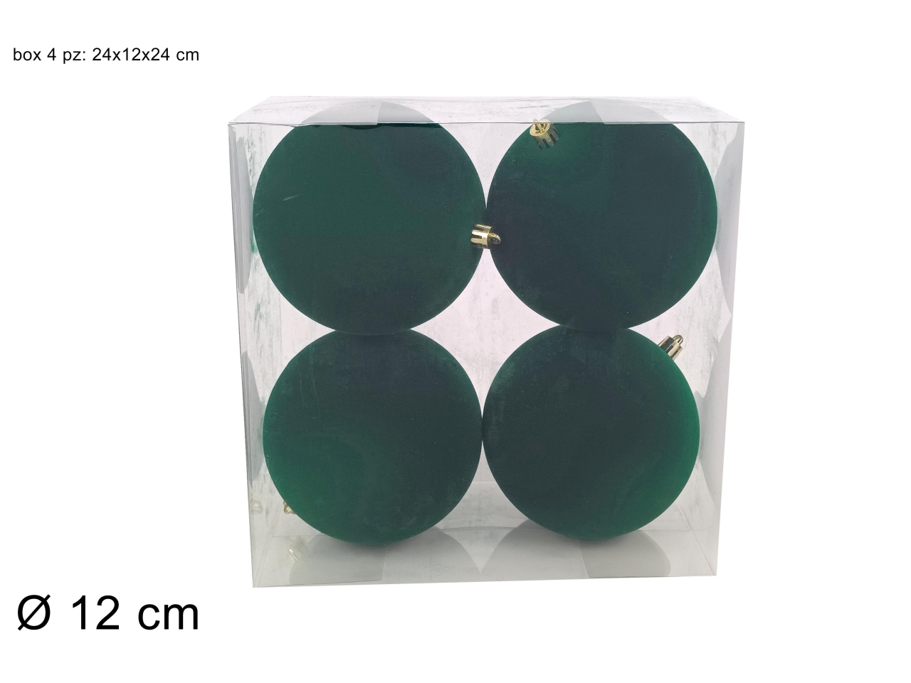 PALLA 12CM 4PZ FLOCCATA VERDE XNA24065441