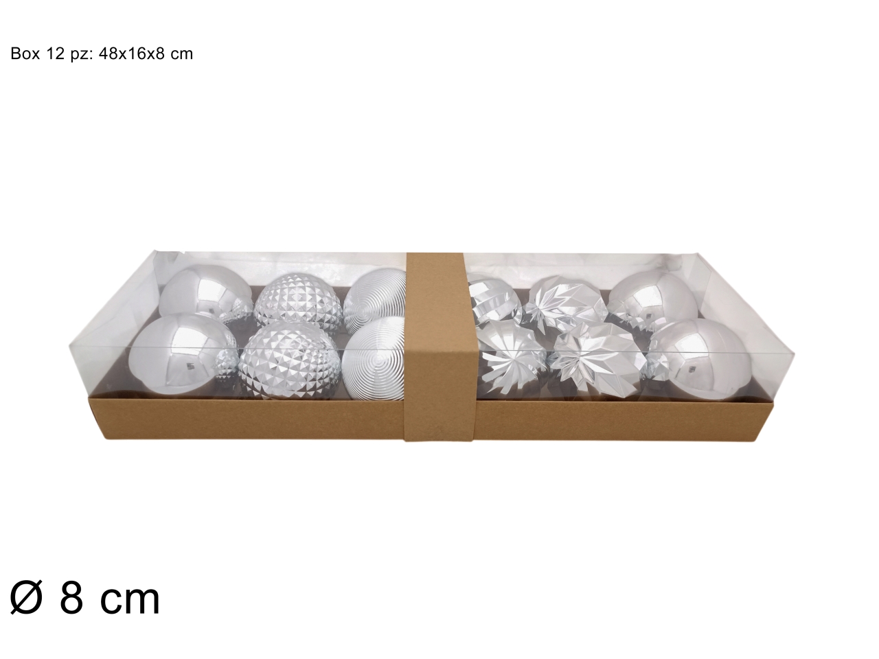 PALLA 8CM 12PZ MODELLI ASS. ARGENTO XNA17004151