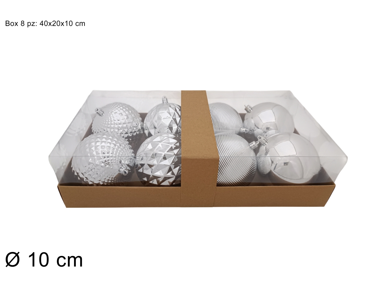 PALLA 10CM 8PZ MODELLI ASS. ARGENTO XNA17004201