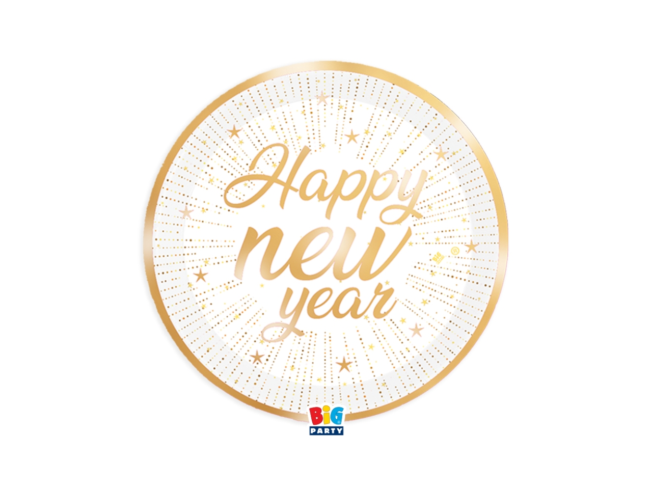 HAPPY NEW YEAR PIATTI 22CM 6PZ ORO 76319