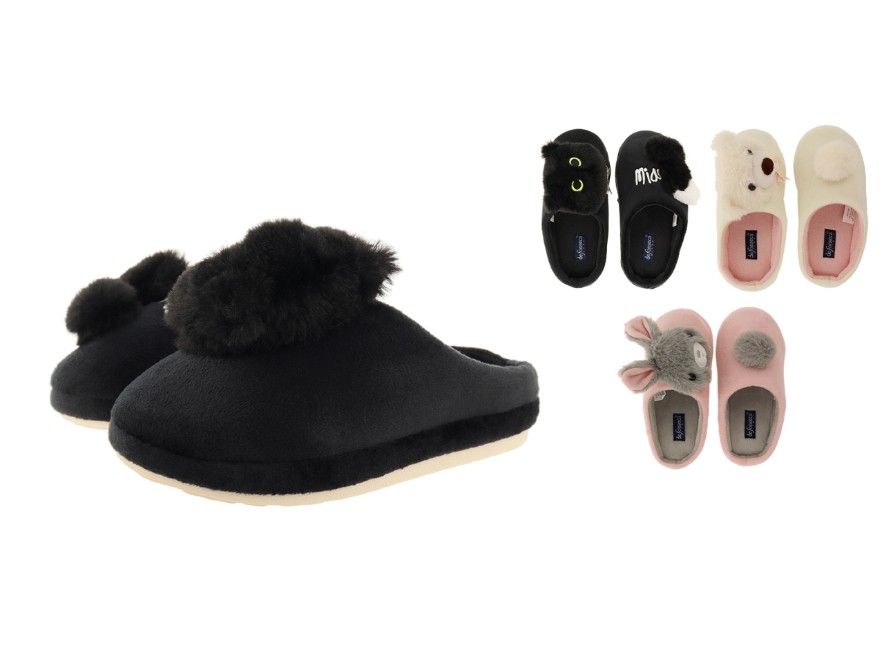 PANTOFOLA BABY 28-37 FIRENZE I MB32 NERO-PAN.-ROSA