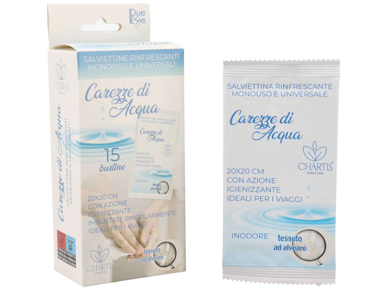 SALVIETTINE MONOUSO RINFR.ACQUA PURA 15PZ