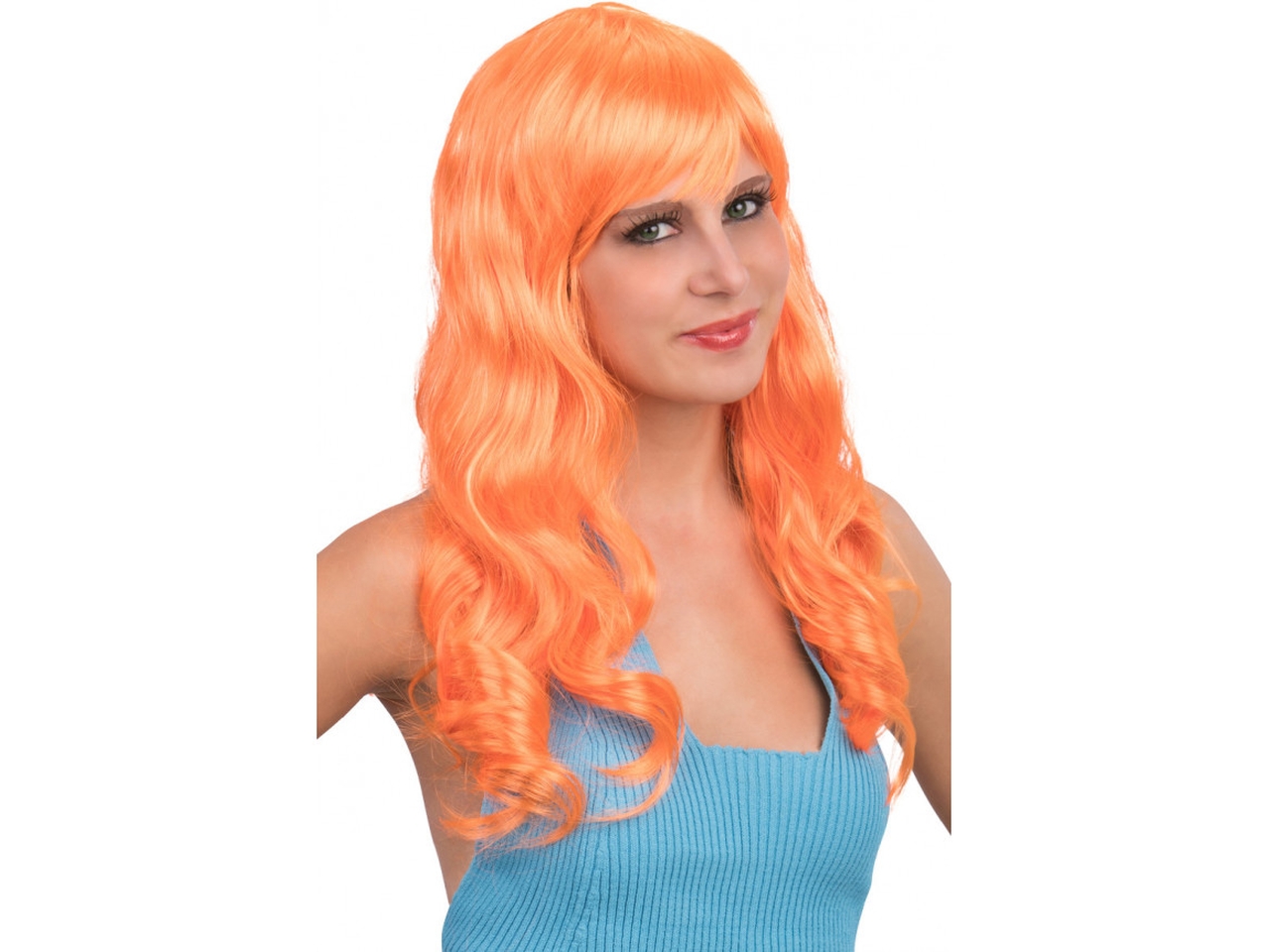 PARRUCCA LUNGA MOSSA C/FRANGIA ARANCIONE FLUO02353