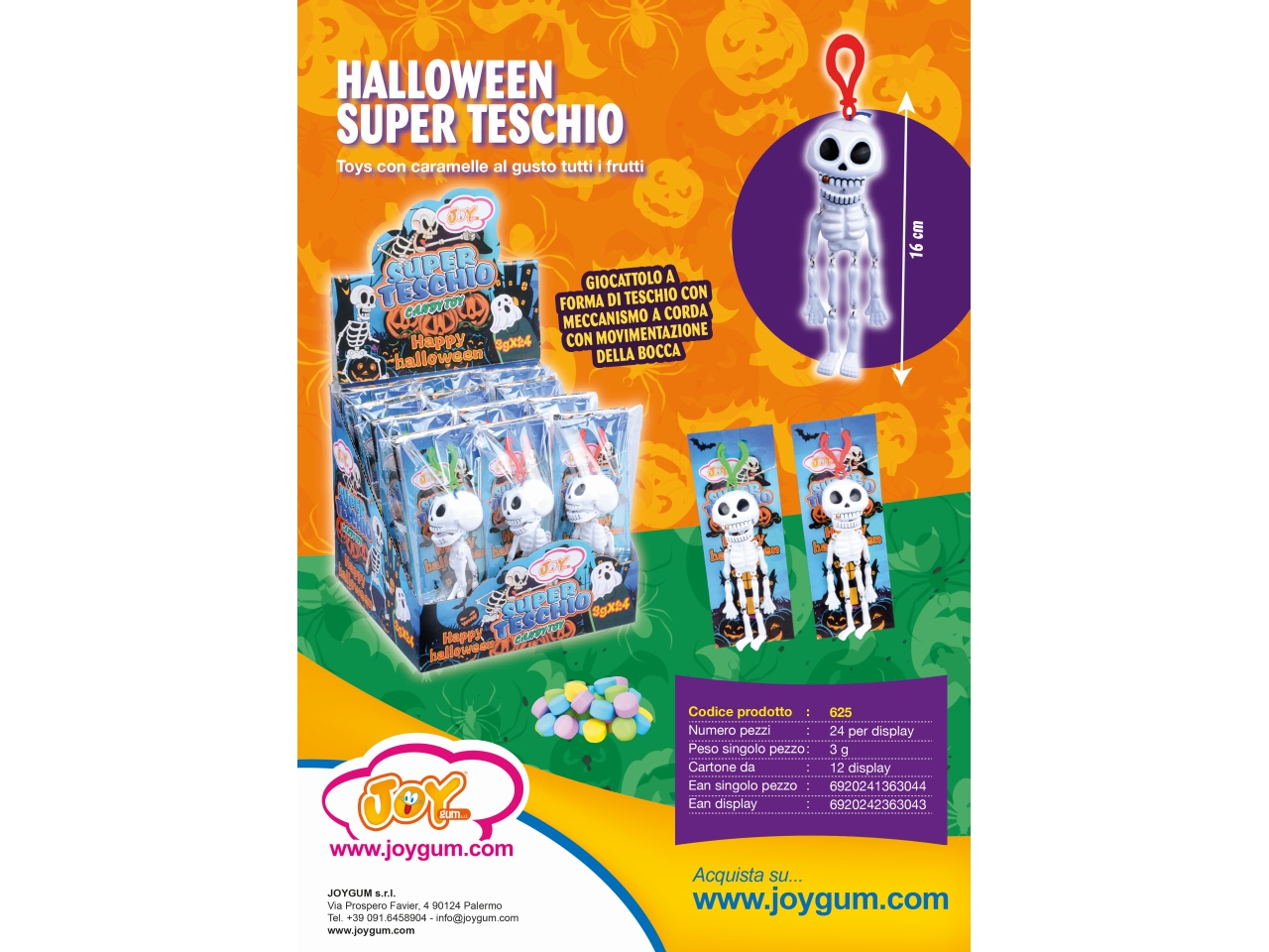 SUPER TESCHIO 16CM C/CARAMELLE 625