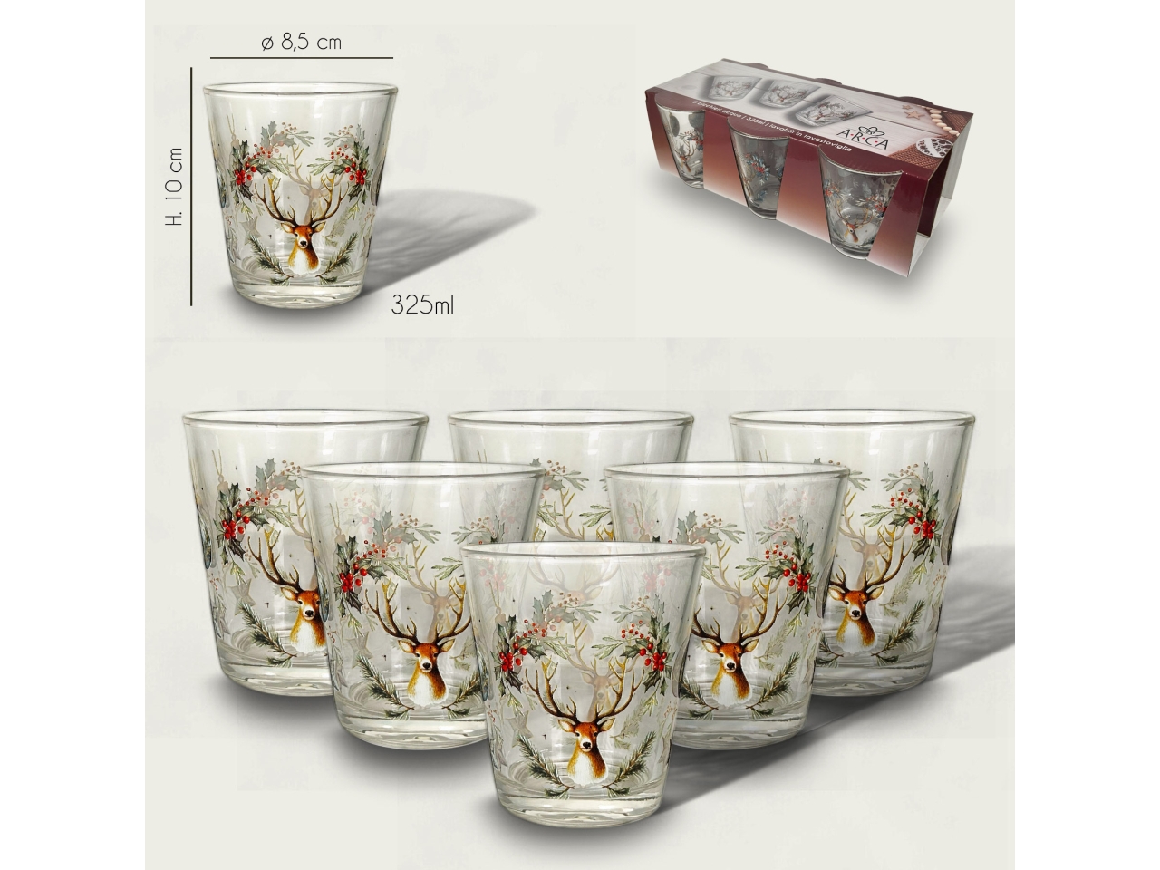 BICCHIERI VETRO 30CL C/RENNA 6PZ956827 BICCHIERI VETRO 30CL C/RENNA 6PZ956827