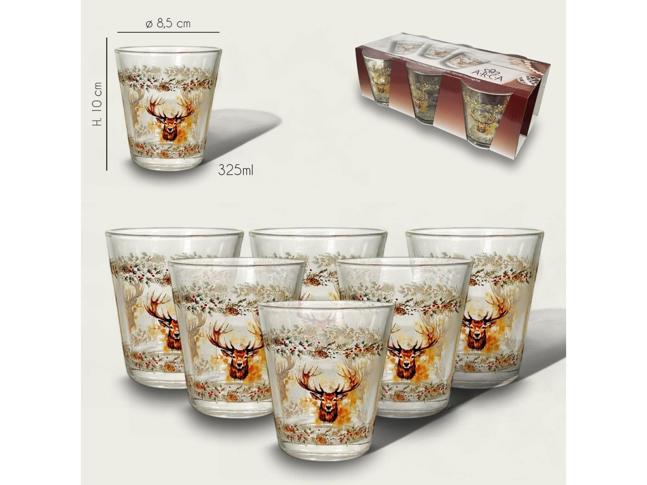 BICCHIERI VETRO 30CL 6PZ C/RENNA 956830 BICCHIERI VETRO 30CL 6PZ C/RENNA 956830