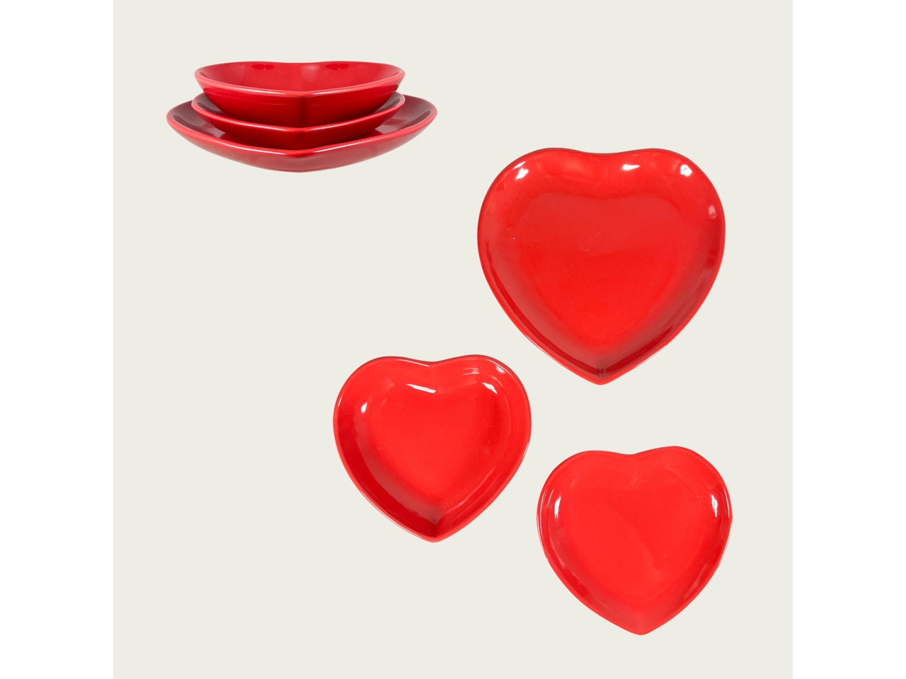 PIATTO DESSERT CUORE CERAMICA 20X20CM ROSSO 58042