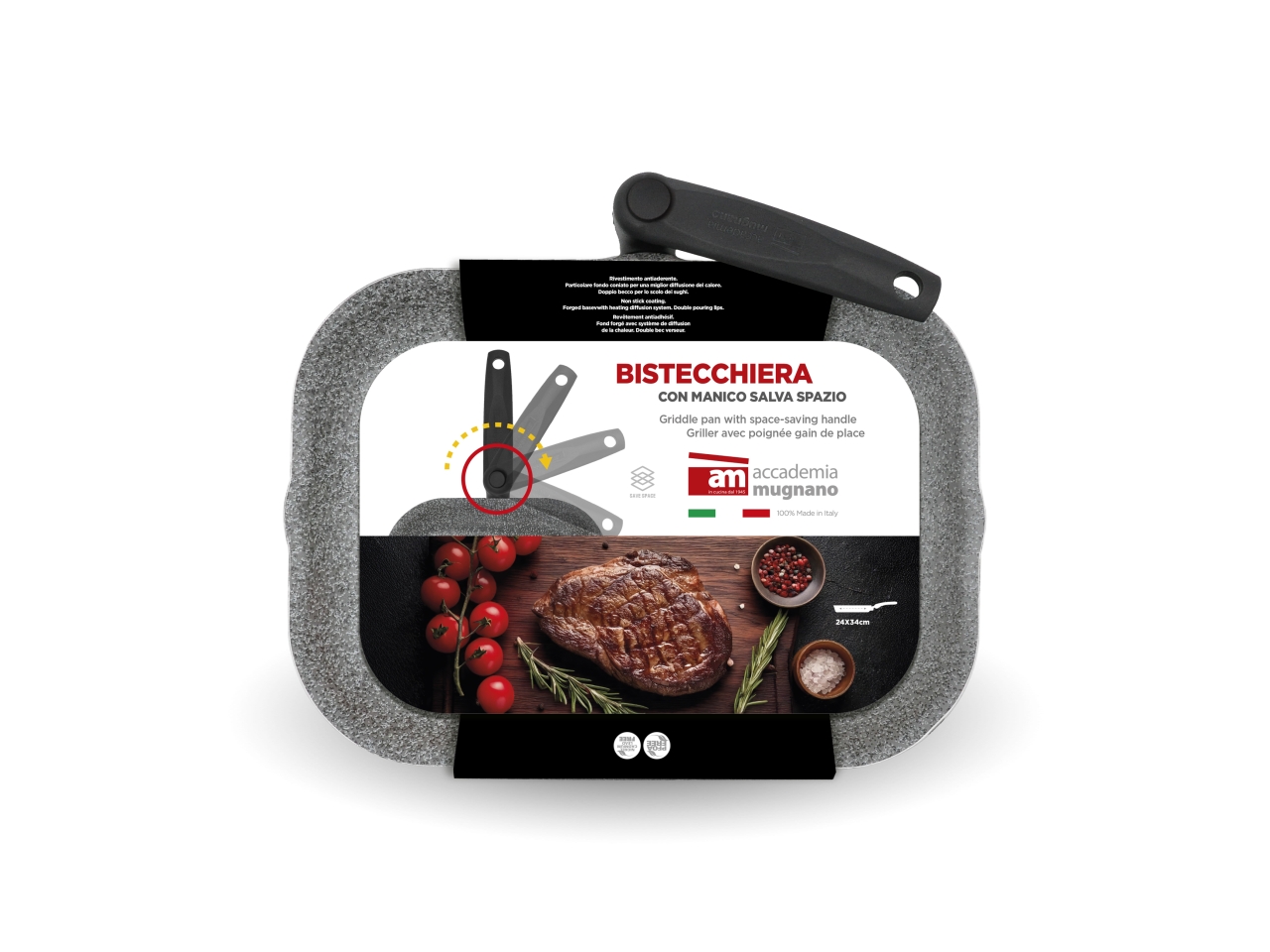 BISTECCHIERA STONE 34X24CM 2 BECCHI SSBST3424S