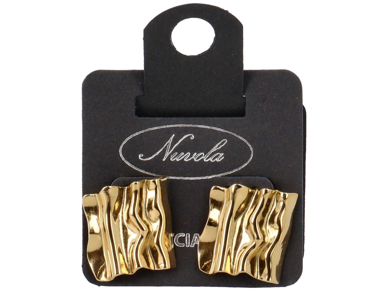 ORECCHINI BOTTONE QUADRATI ONDE FRISE’ ORO DK4251G