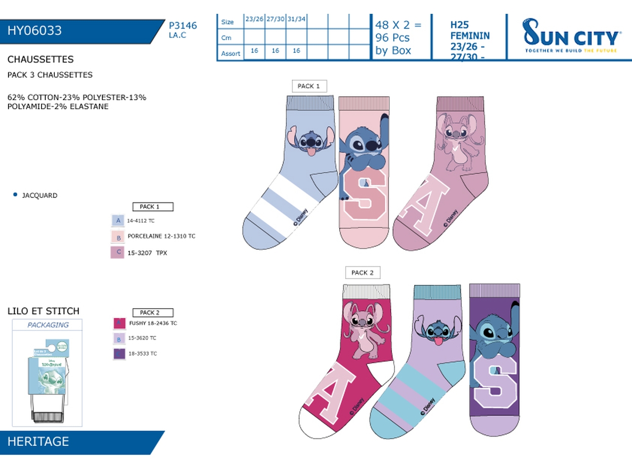 LILO E STITCH CALZINI 23-34 3PZ HY06033