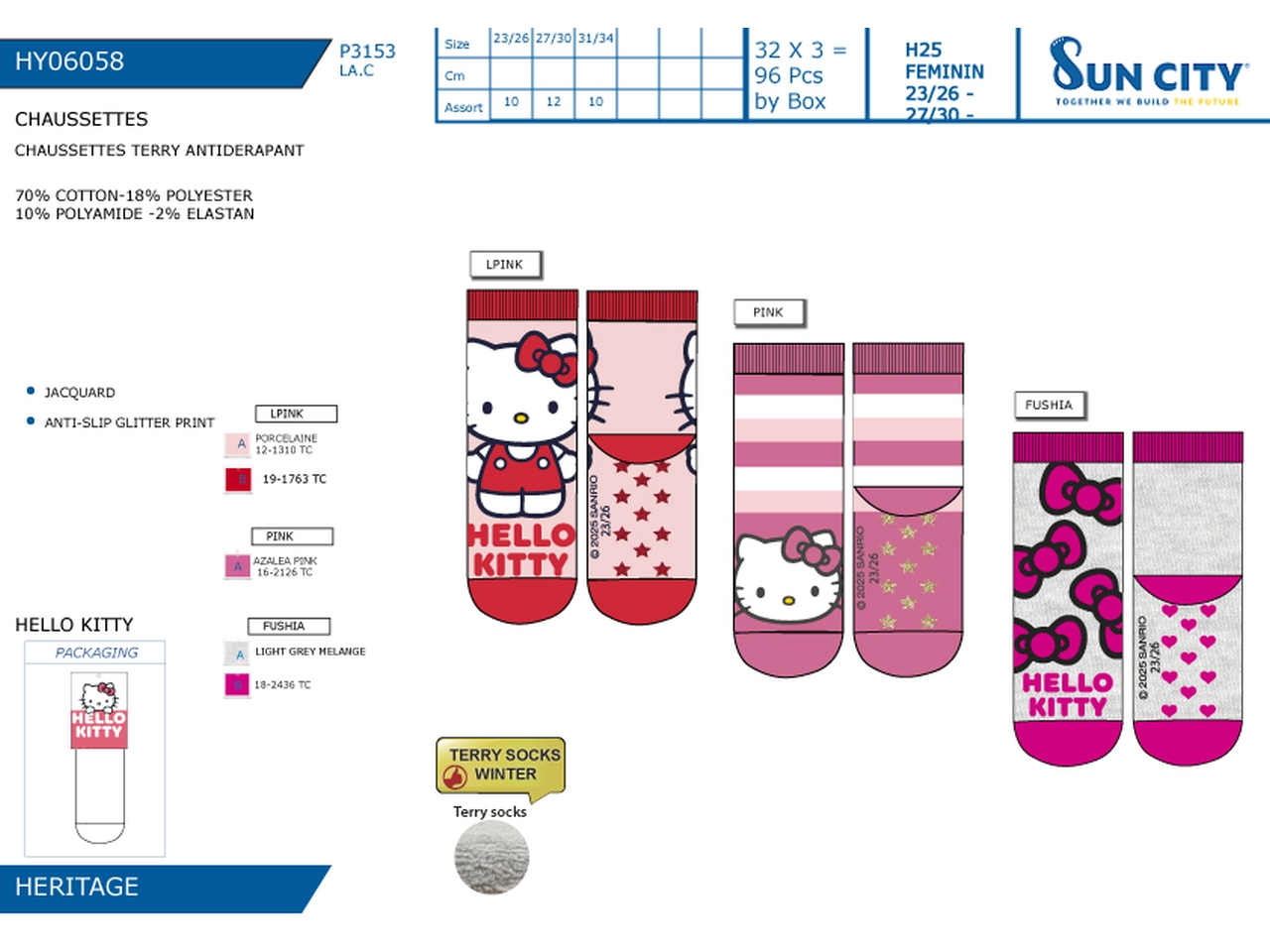 HELLO KITTY CALZINI TERRY ANTISCIVOLO23-34 HY06058 HELLO KITTY CALZINI TERRY ANTISCIVOLO23-34 HY06058
