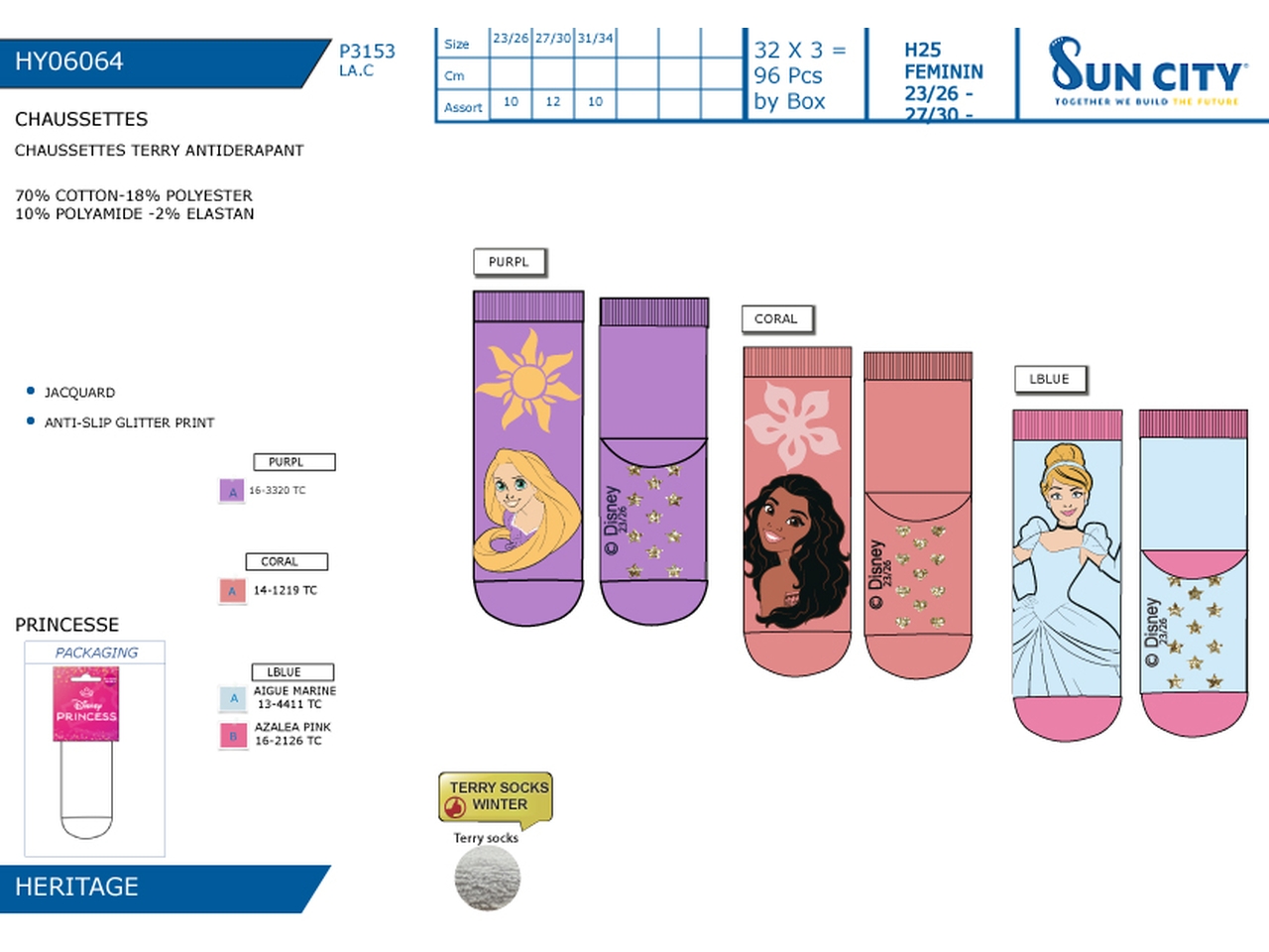 PRINCIPESSE CALZINI TERRY ANTISCIVOLO23-34 HY06064