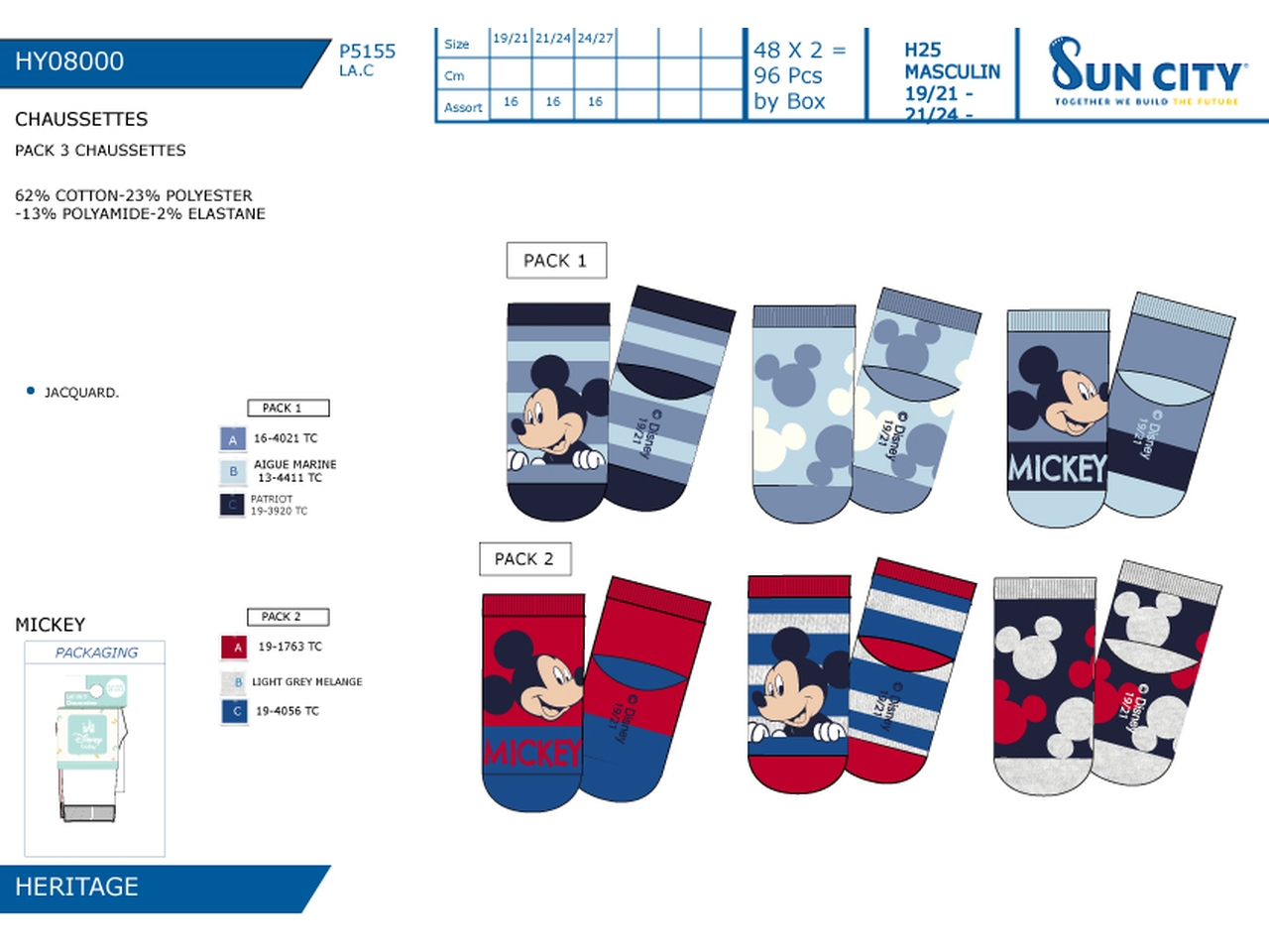 MICKEY CALZINI 19-27 3PZ HY08000