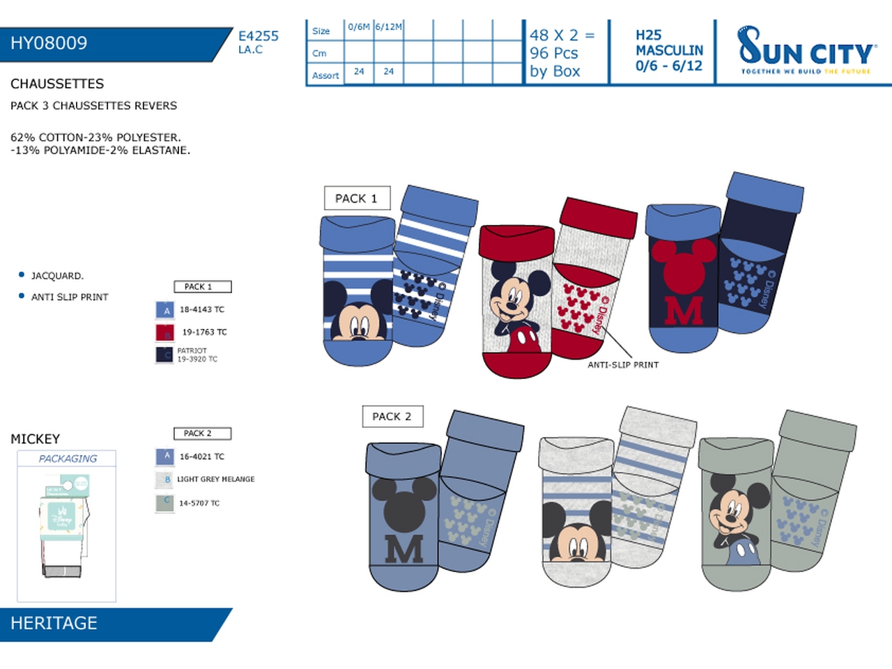 MICKEY CALZINI 0-12MESI 3PZ HY08009