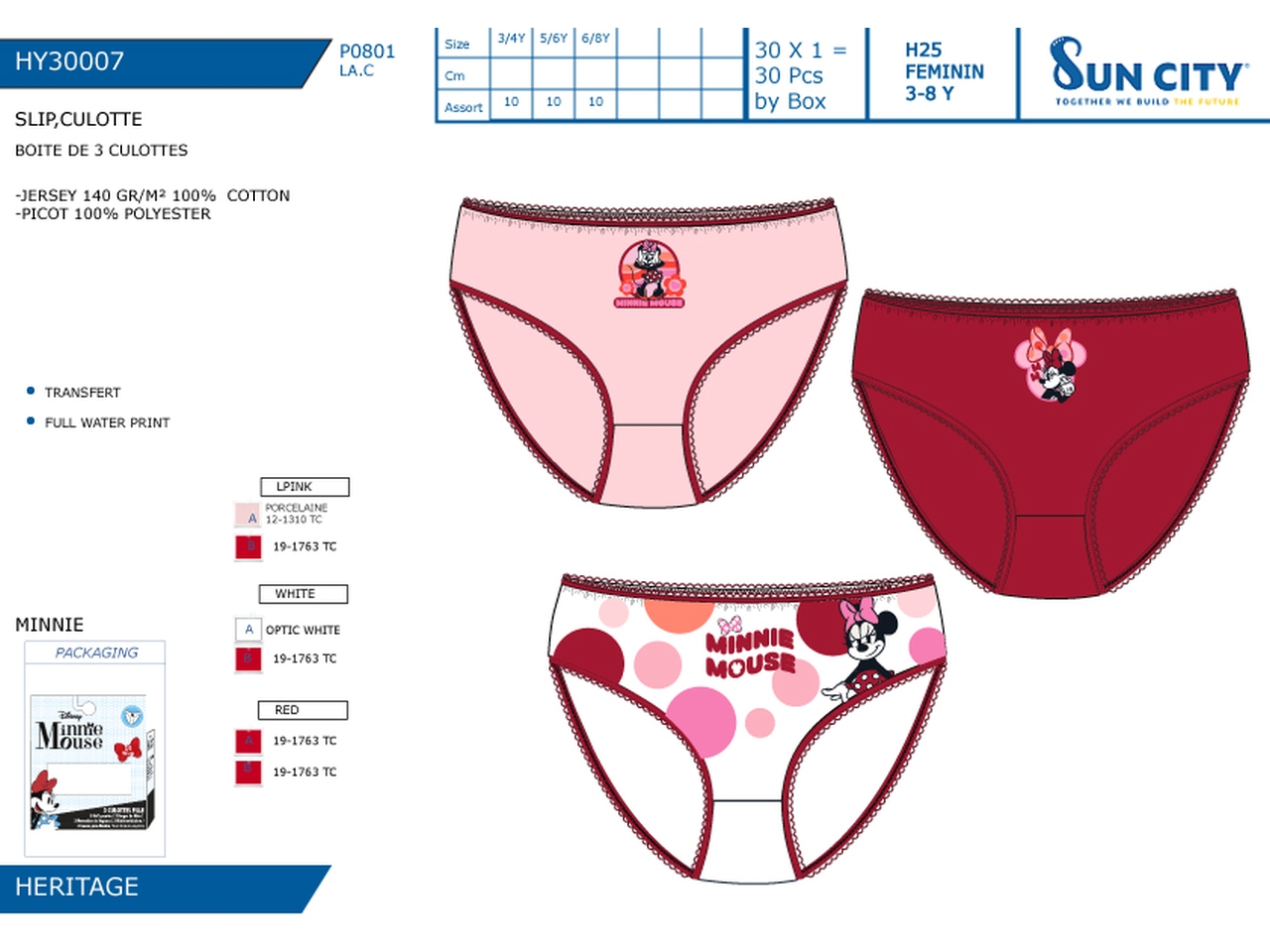 MINNIE SLIP 3-8ANNI 3PZ HY30007