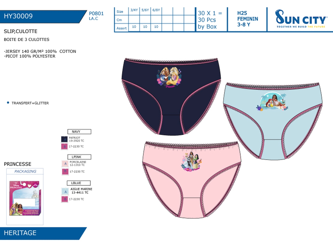 PRINCIPESSE SLIP 3-8ANNI 3PZ HY30009