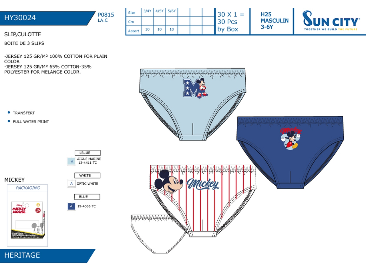 MICKEY SLIP 3-6ANNI 3PZ HY30024 MICKEY SLIP 3-6ANNI 3PZ HY30024