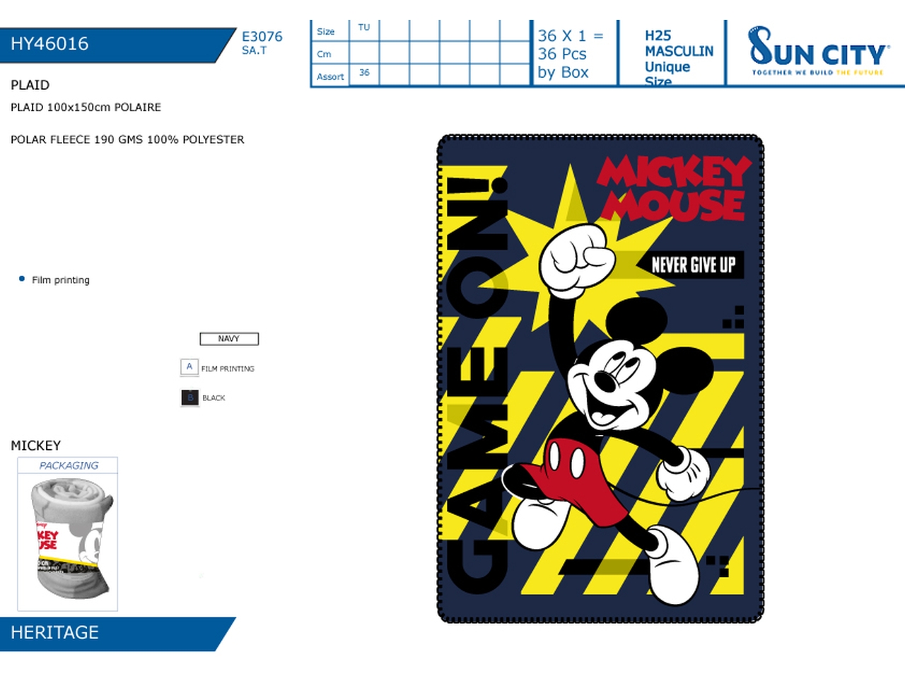 MICKEY PLAID 100X150CM HY46016 MICKEY PLAID 100X150CM HY46016