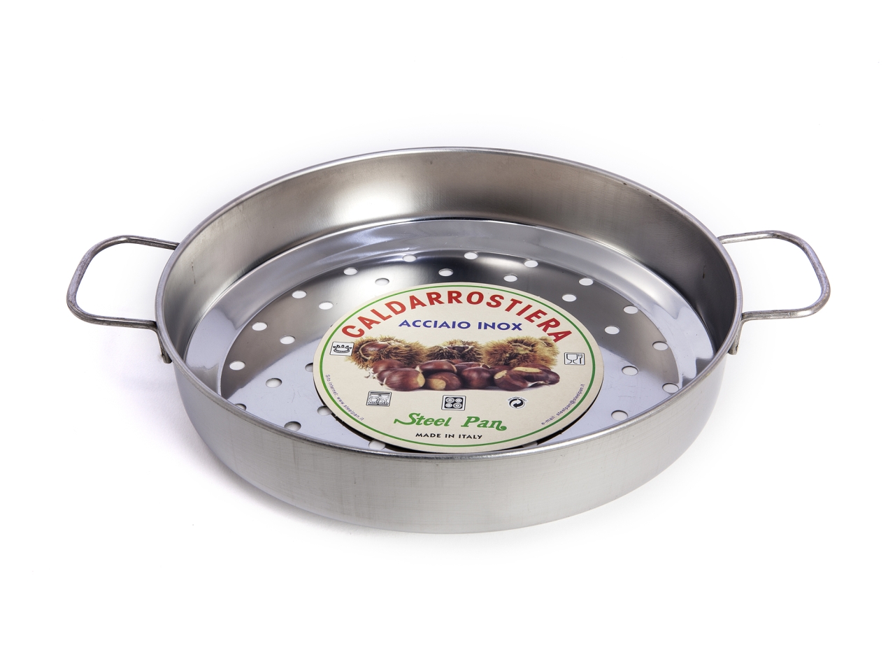 CALDARROSTIERA 24CM CON 2 MANICI INOX 101979