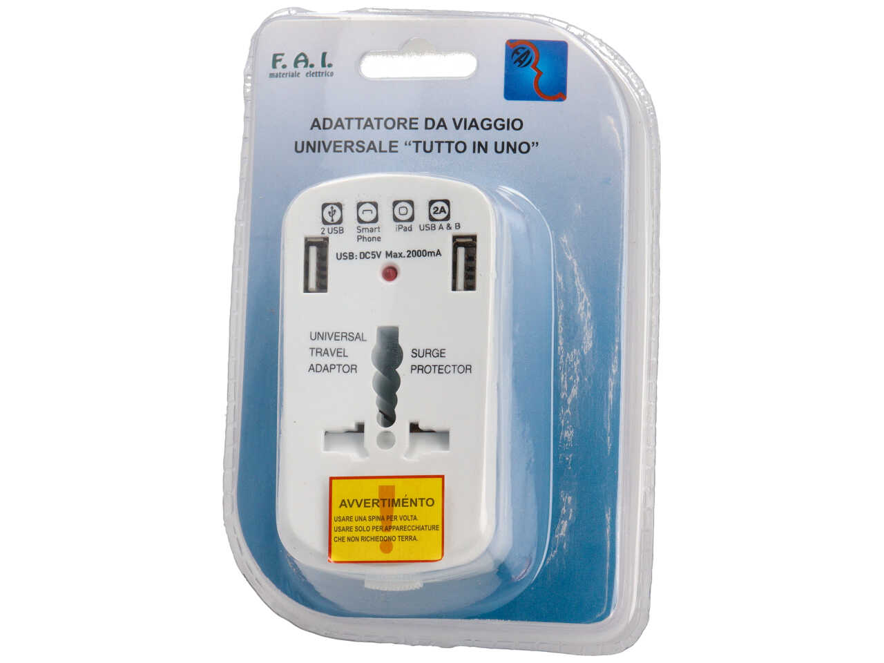 ADATTATORE ITALIA VS ESTERO + 2 USB 0033