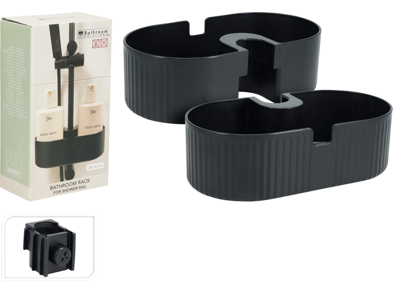 RIPIANO REGOLABILE DOCCIA 24X13X7CM NERO 101005330