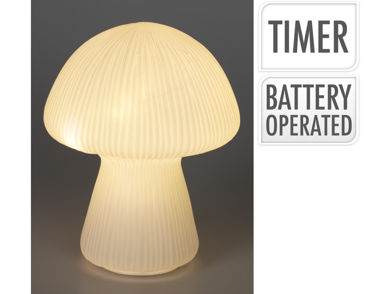 FUNGO IN VETRO BIANCO CON 15 LED 16X20CM ADG000050