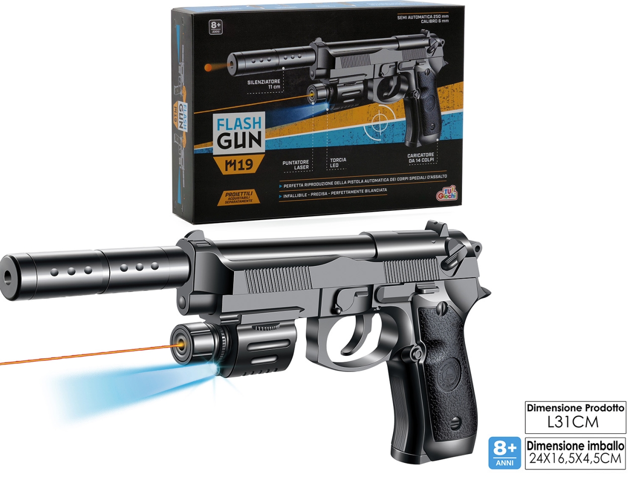 PISTOLA M19 FLASH GUN C/LASER/LU. 101284A PISTOLA M19 FLASH GUN C/LASER/LU. 101284A