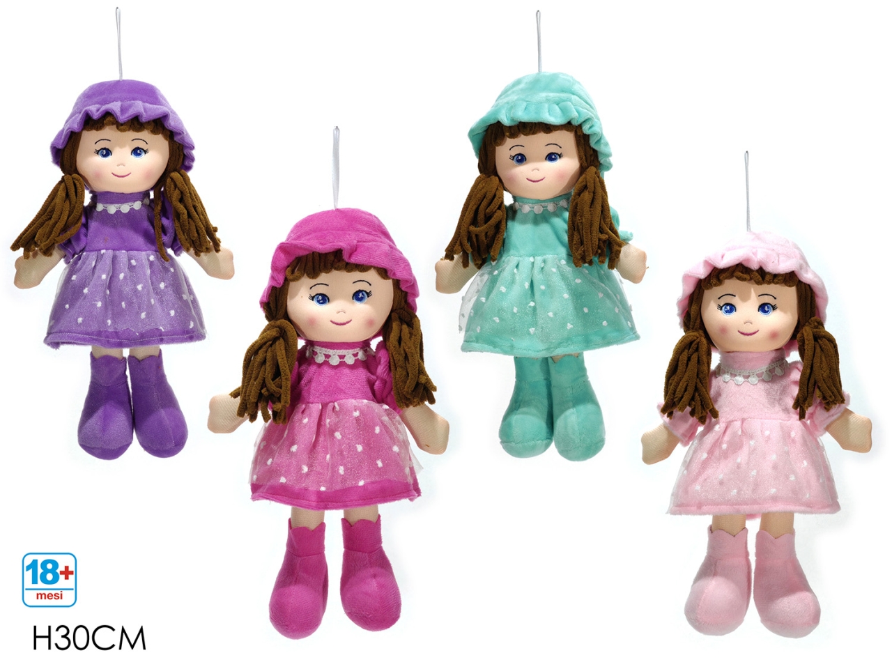 BAMBOLA DI PEZZA 30CM 4ASS 107196