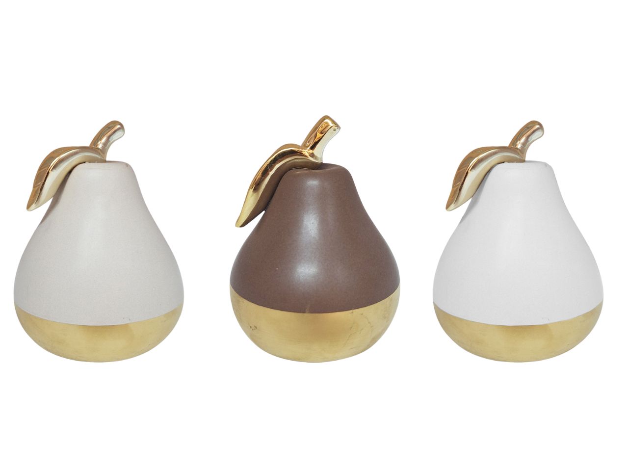 PERA DECORATIVA IN CERAMICA 11x8x8CM TORTORA/ORO PERA DECORATIVA IN CERAMICA 11x8x8CM TORTORA/ORO