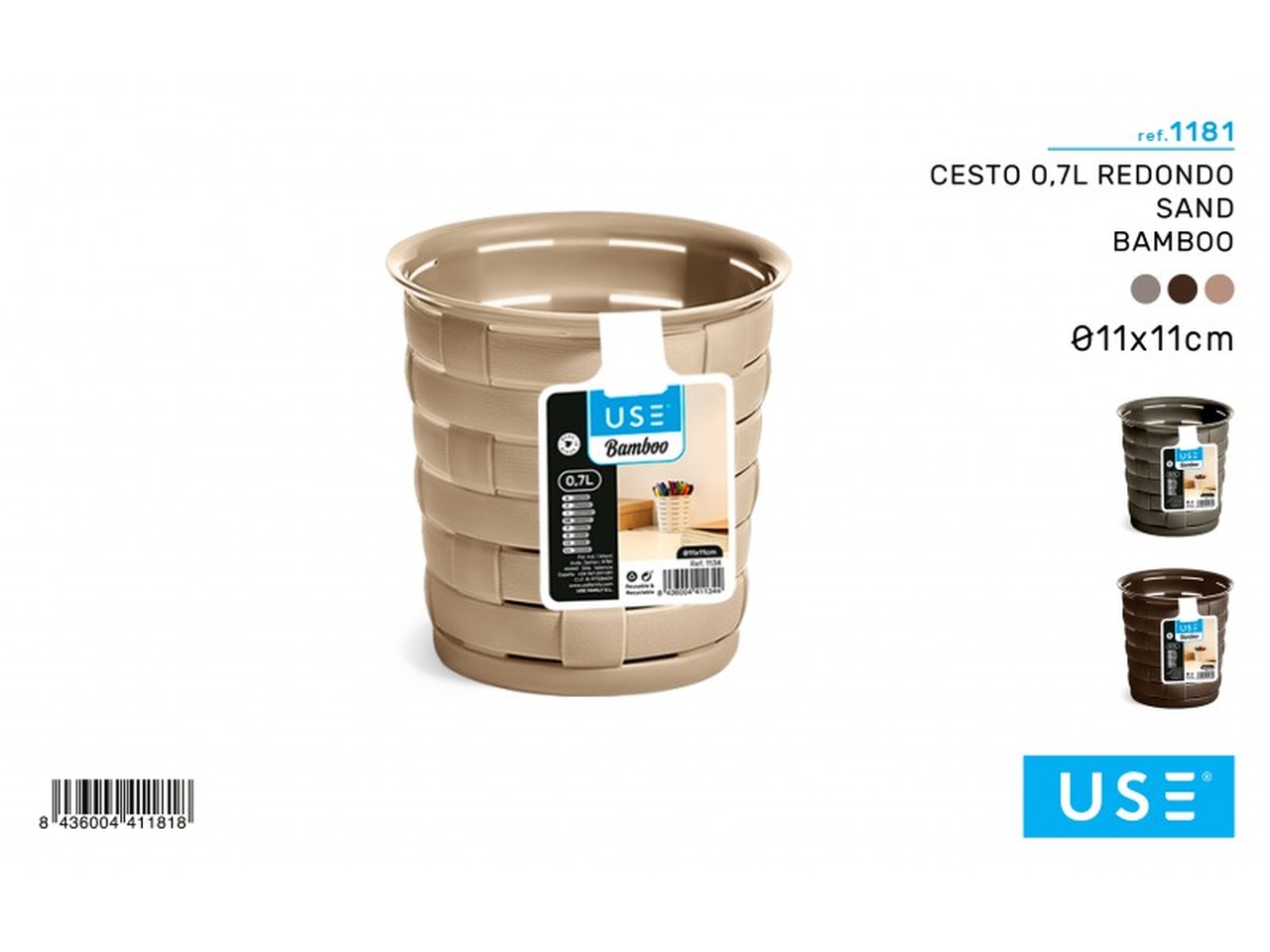 CESTO 0,7L ROTONDO SAND SERIE BAMBOO 1181 CESTO 0,7L ROTONDO SAND SERIE BAMBOO 1181