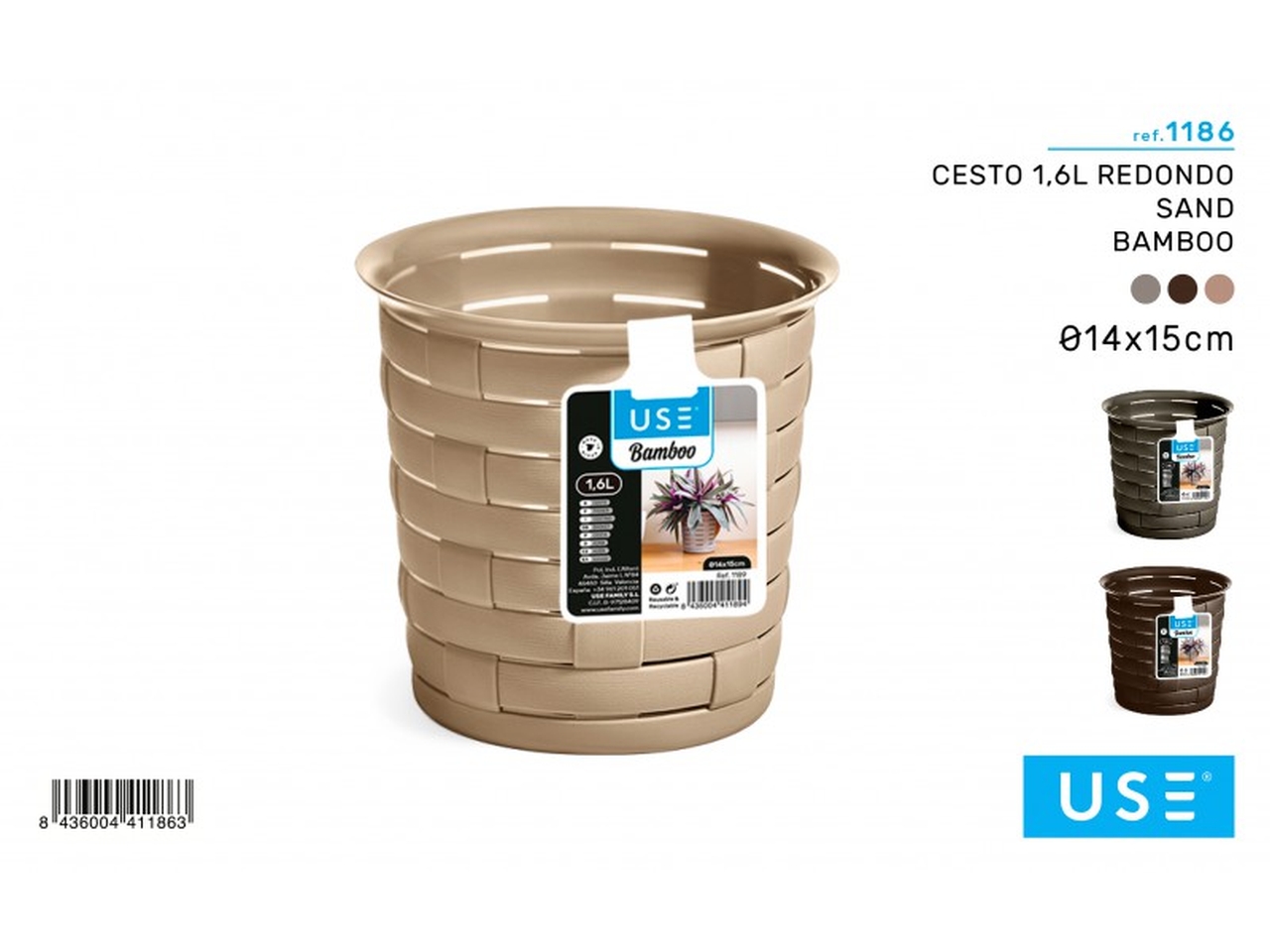 CESTO 1,6L ROTONDO SAND SERIE BAMBOO 1186 CESTO 1,6L ROTONDO SAND SERIE BAMBOO 1186