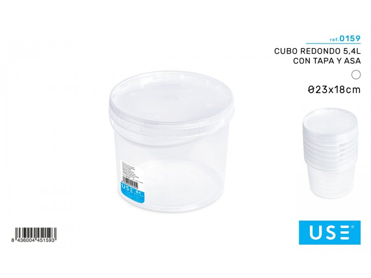 CUBO ROTONDO DA 5,4L CON COPERCHIO E MANICO 0159