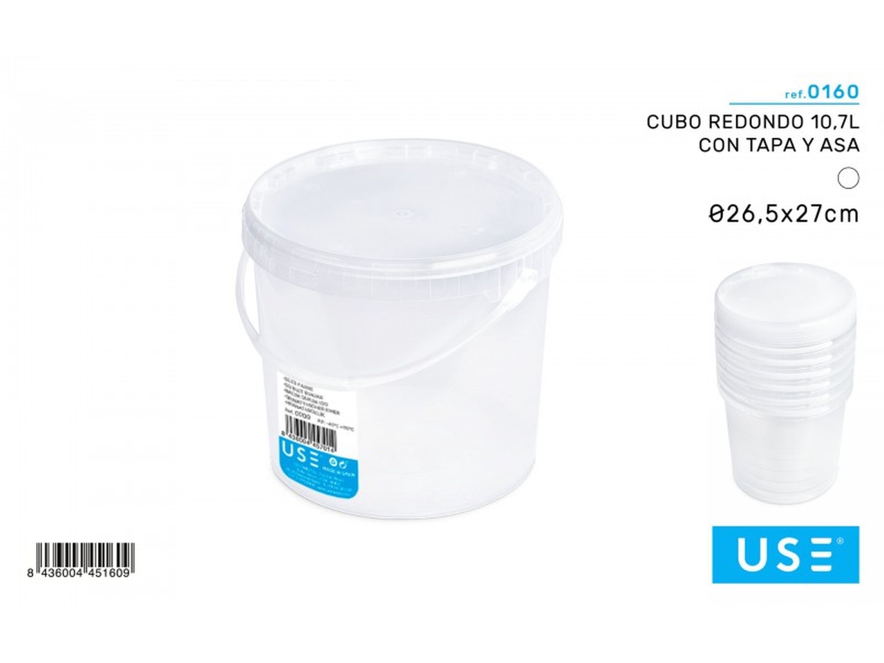 CUBO ROTONDO DA 10,7L CON COPERCHIO E MANICO 0160 CUBO ROTONDO DA 10,7L CON COPERCHIO E MANICO 0160