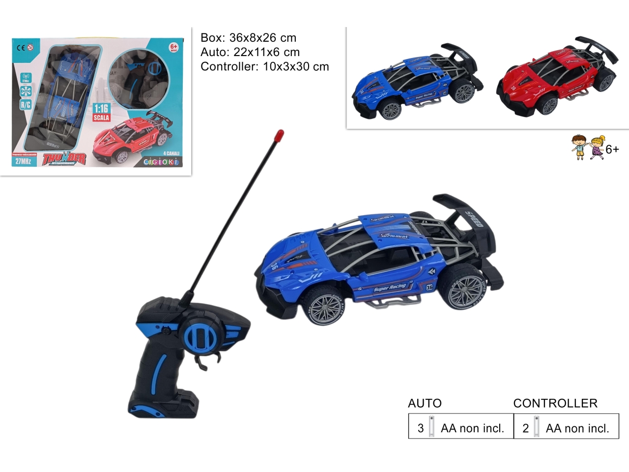 AUTO RADIOCONTROLLO SCALA 1:16 ASS DTO24001461 AUTO RADIOCONTROLLO SCALA 1:16 ASS DTO24001461