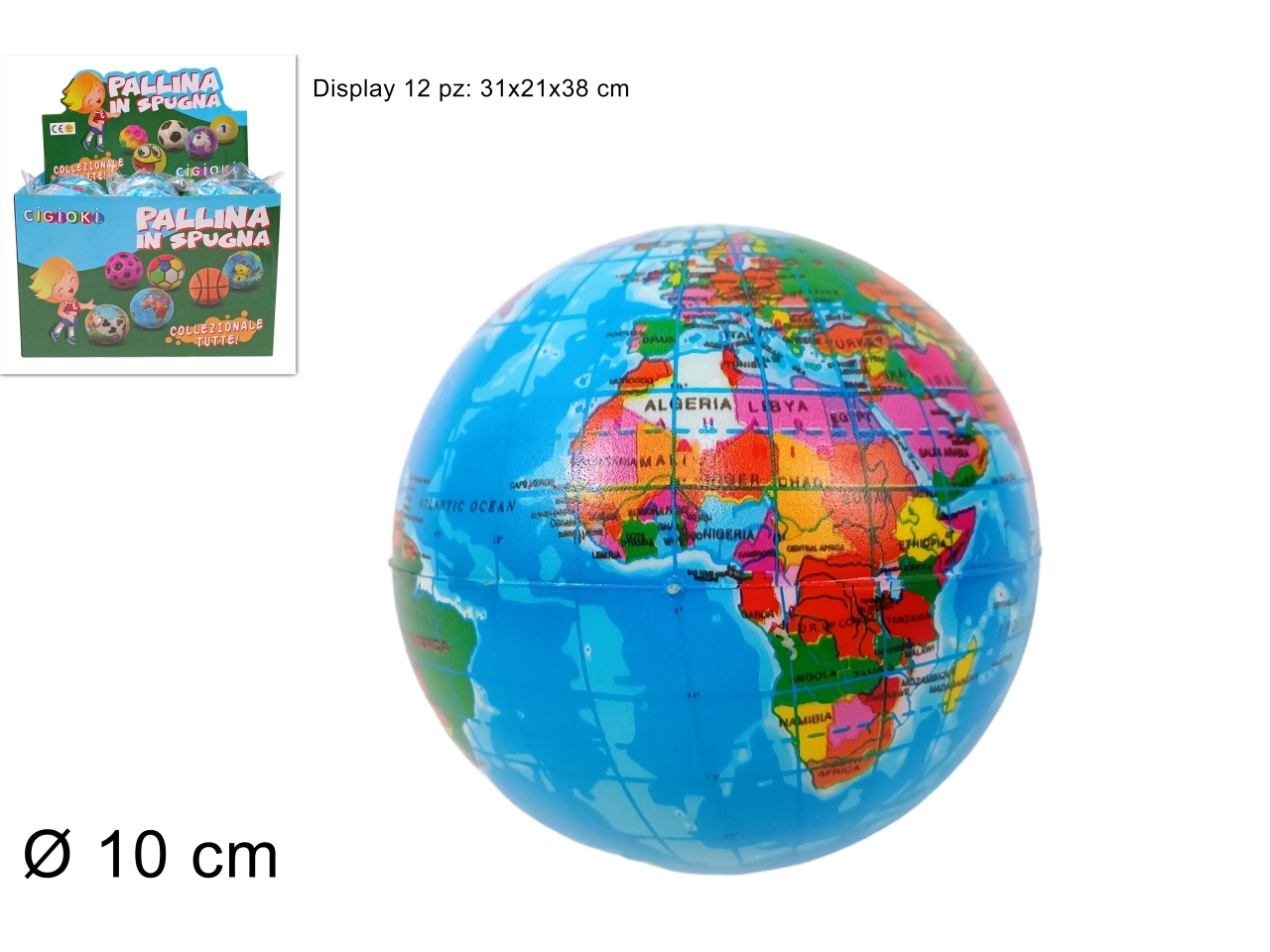PALLINA SPUGNA MAPPAMONDO 10CM DTO16000491