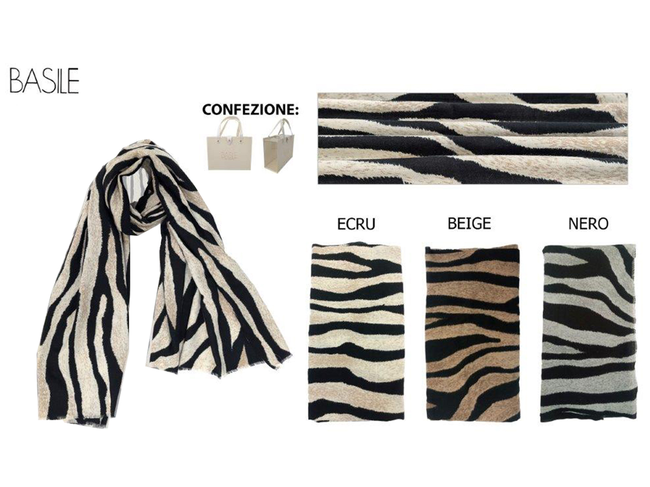 SCIARPA ZEBRATA BASILE COLORE BEIGE BS.1197