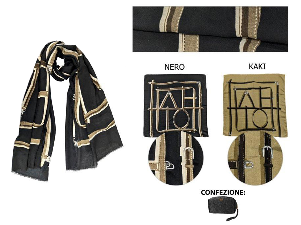 SCIARPA STAMPATA BASILE COLORE NERO BS.1178