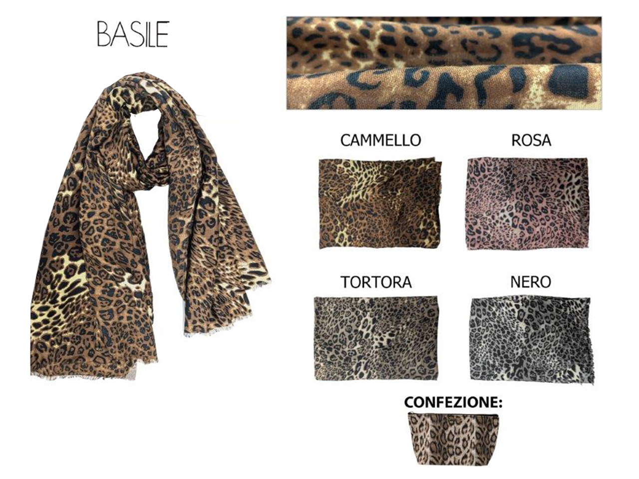 SCIARPA ANIMALIER BASILE COLORE TORTORABS.1194