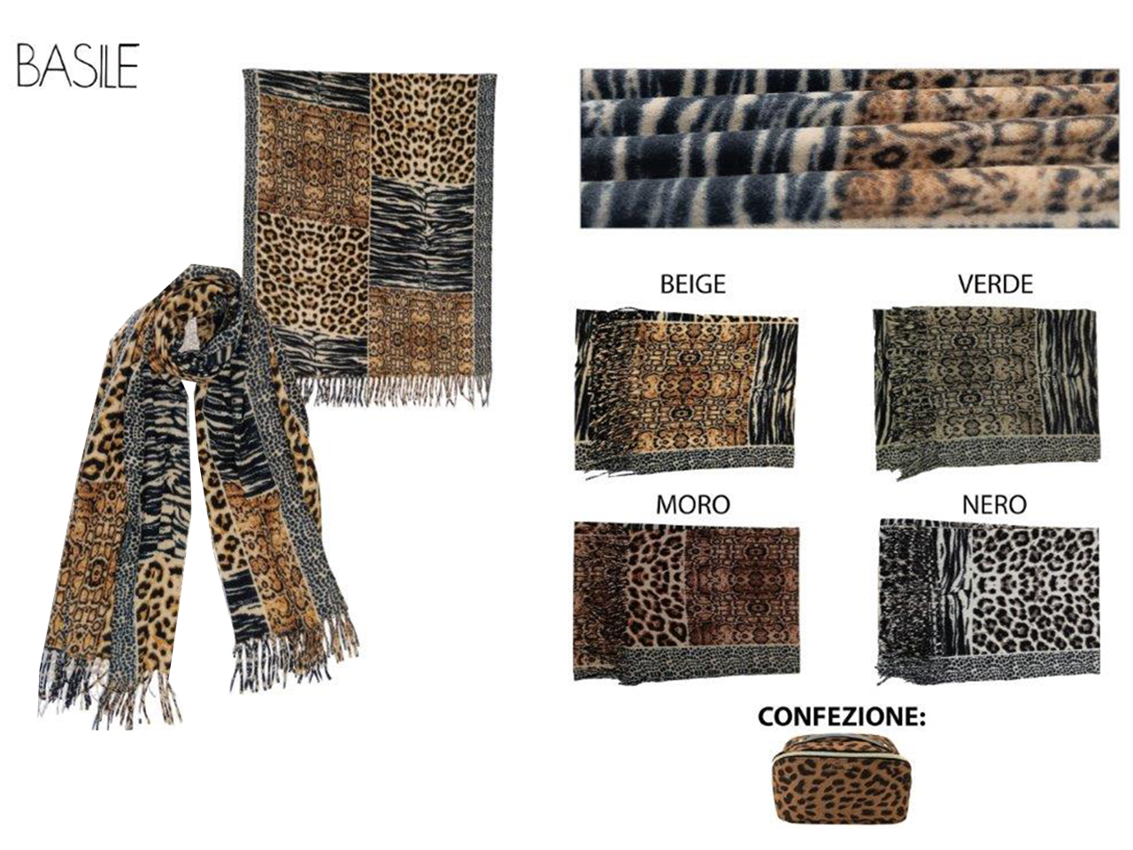 SCIARPA ANIMALIER BASILE COLORE NEROBS.1204