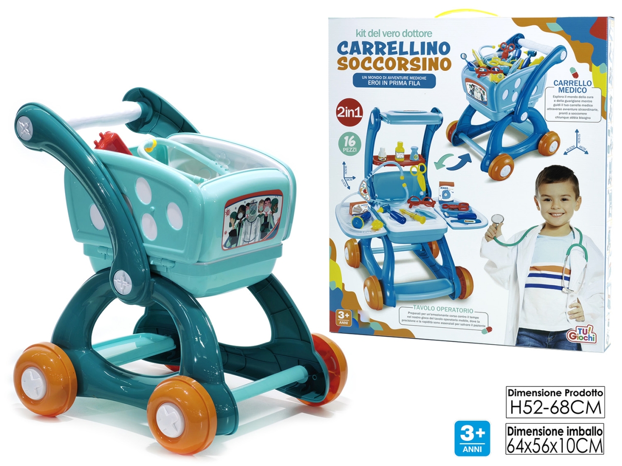 CARRELLINO SOCCORSINO C/ACCESSORI 2IN1 122574
