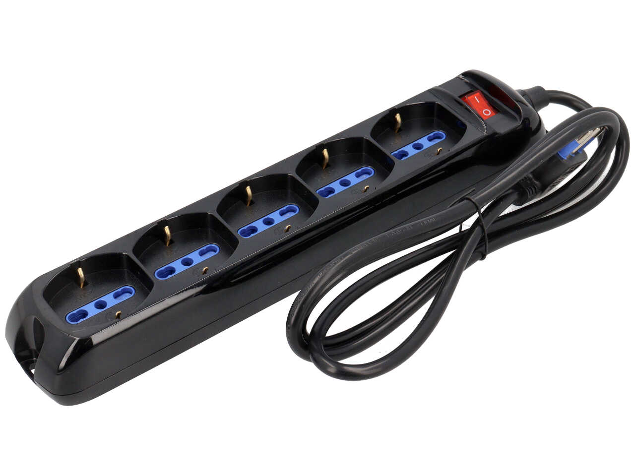 PRESA MULTIPLA 5PRESE BIPASSO SCHUKO NERA 8162/N